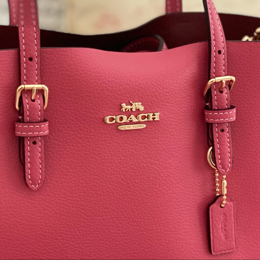 ๐ COACH | Pink Strawberry Haze Mollie Tote 25 Crossbody Shoulder Bag Purse - Picture 6 of 16